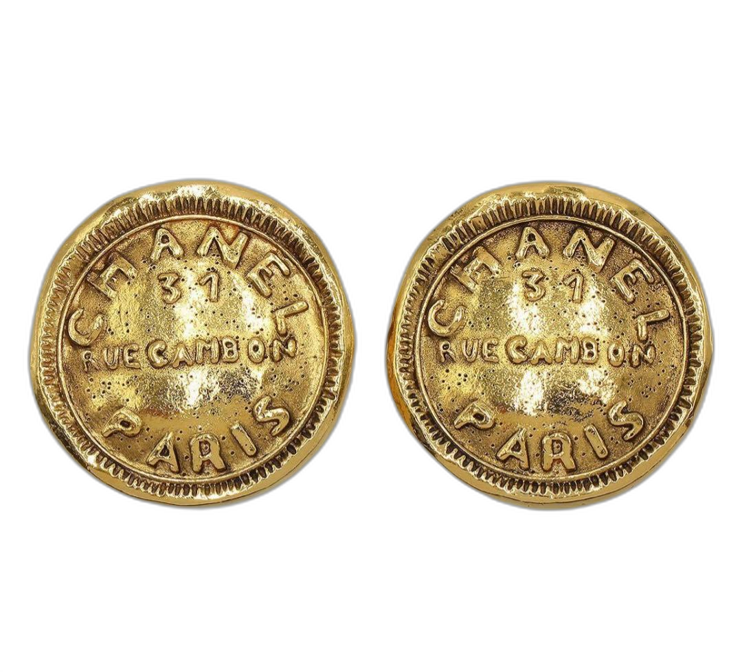 Chanel Logo Round Earrings