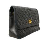 Chanel Shoulder Bag Quilted Lambskin Black Gold — view 2