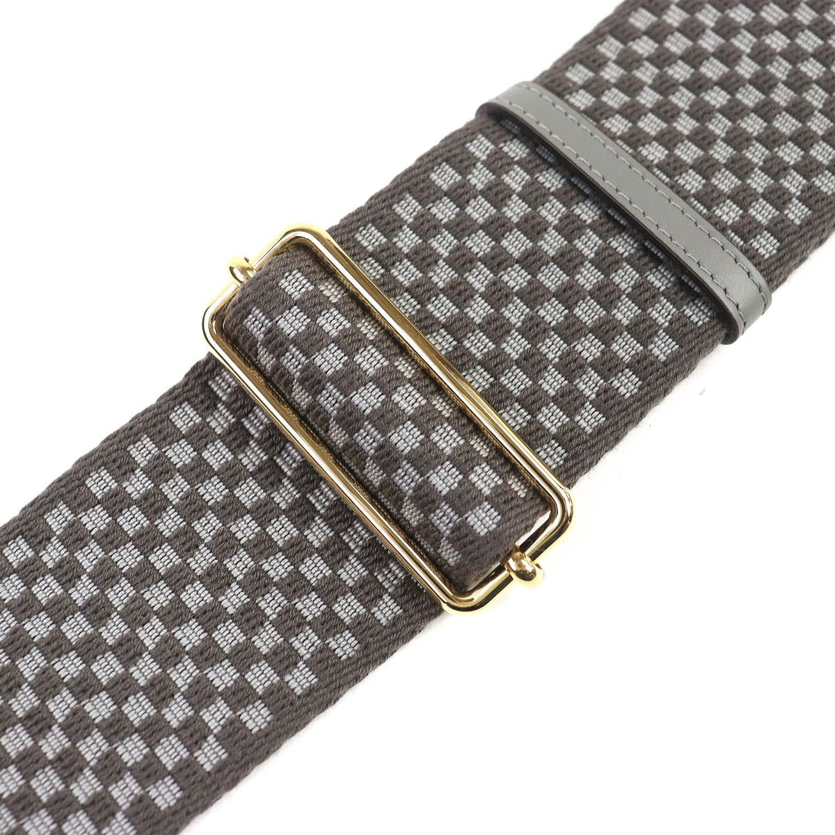 Fendi Strap Canvas Leather Logo Checkered Pattern Shoulder Gray — view 4