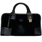 Loewe Handbag Amazona 28 Anagram Suede Leather Black