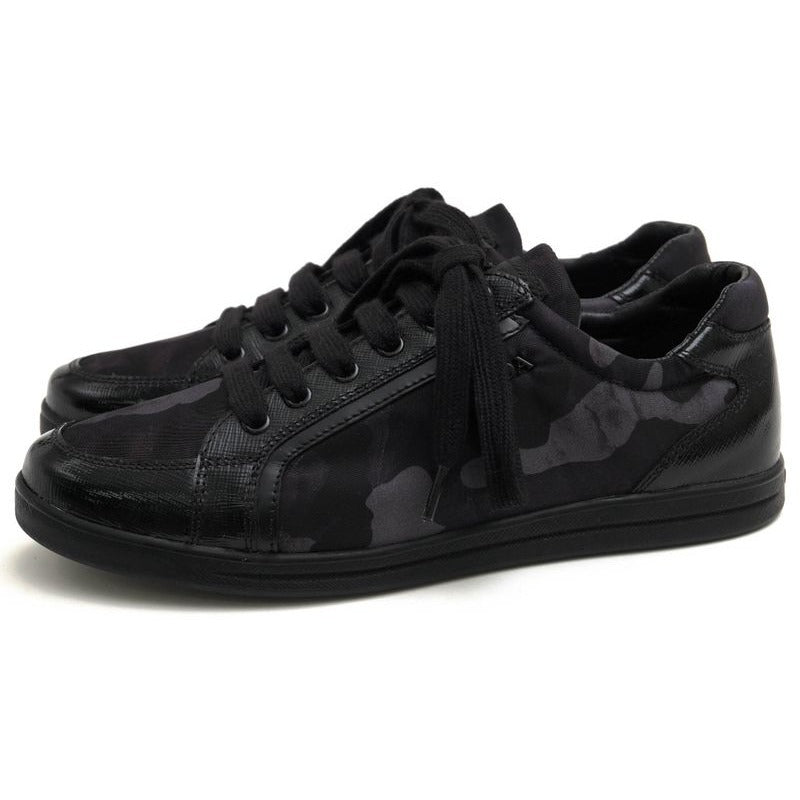 Prada Shoes Sneakers Low Cut Women Nylon Leather