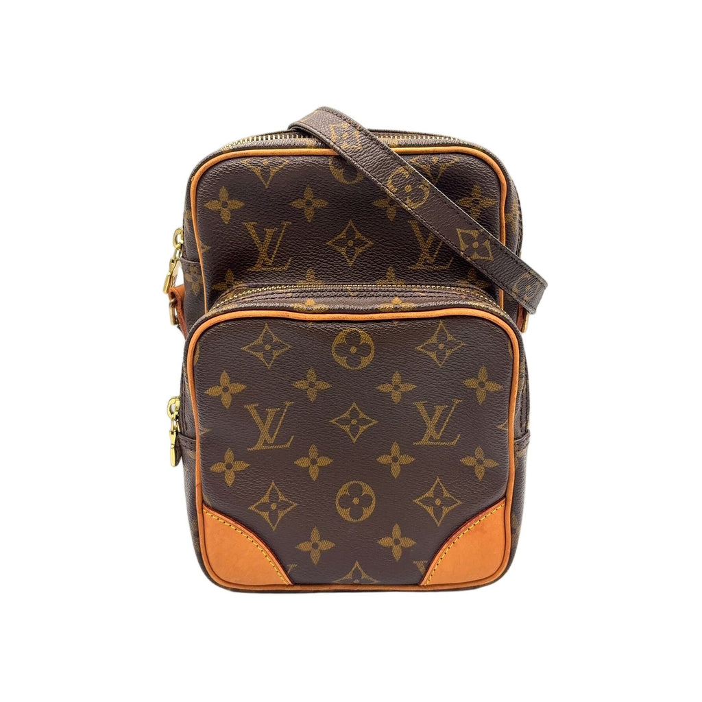 Louis Vuitton Amazon Monogram Leather Brown Light Shoulder Bag Gold