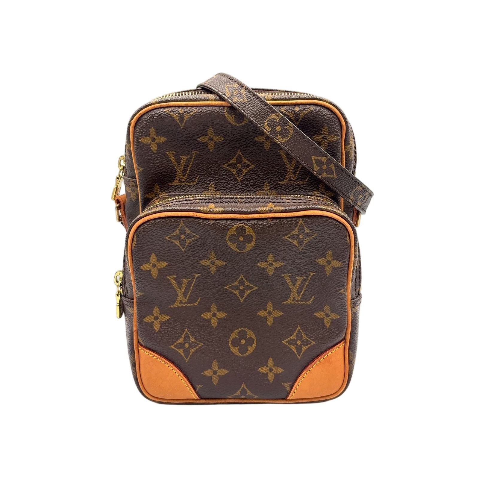 Louis Vuitton Amazon Monogram Leather Brown Light Shoulder Bag Gold