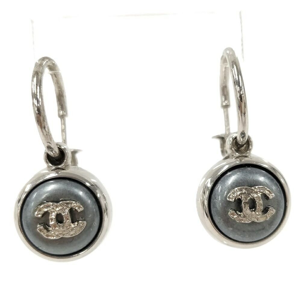 Chanel Earrings CC Logo Plated Blue