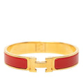 Hermes Click PM Bracelet Bangle Gold Red Plated