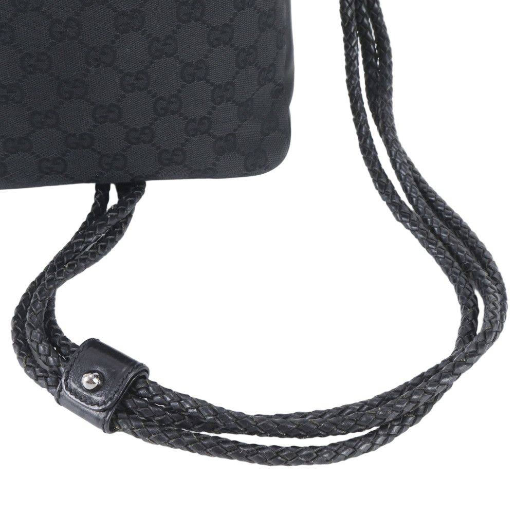 Gucci GG Canvas Leather Shoulder Bag Crossbody Messenger Black — view 2