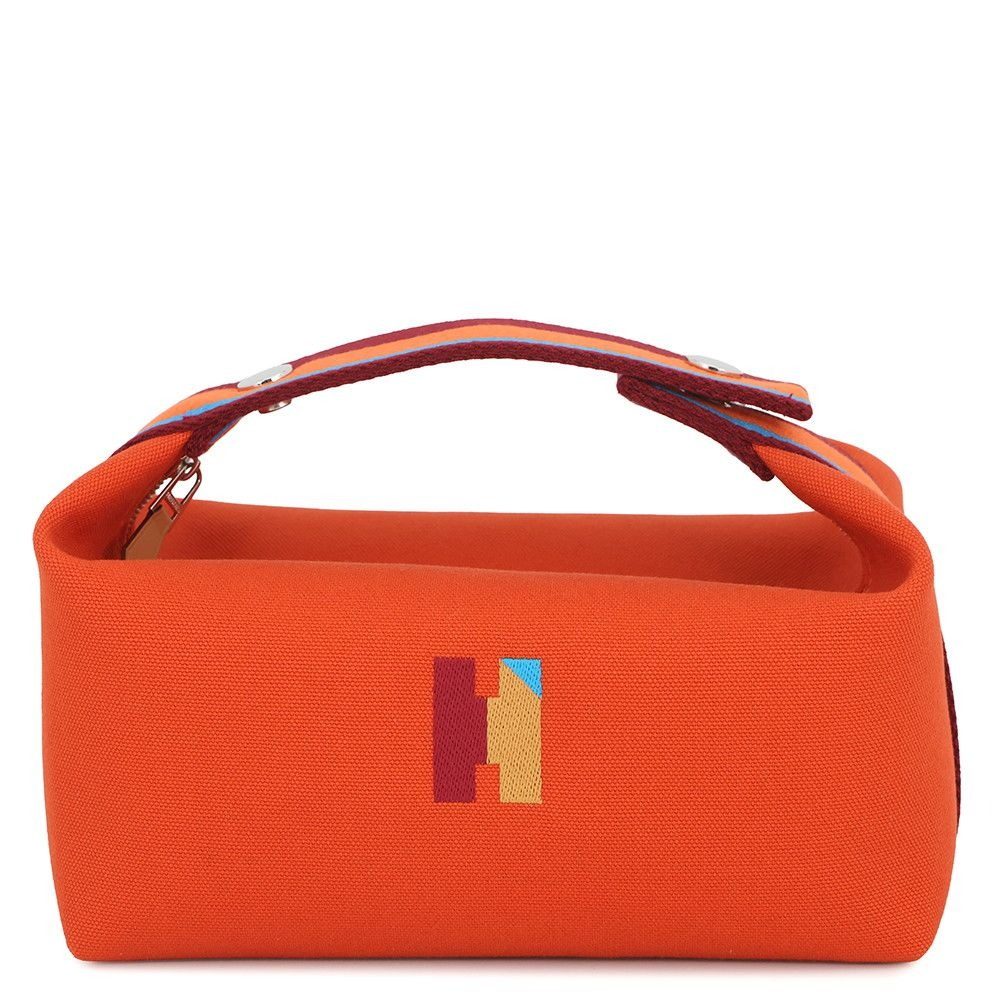 Hermes Handbag Bride-a-Brac PM Pavillon Orange Fu Silver Canvas Pouch