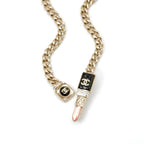 Chanel Choker Gold Black Pink Coco Mark Lip Rhinestone Chain