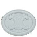 Celine Shoulder Bag Oval Perth Cuir Triomphe Leather Ice Blue Gold Light Mini