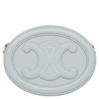 Celine Shoulder Bag Oval Perth Cuir Triomphe Leather Ice Blue Gold Light Mini