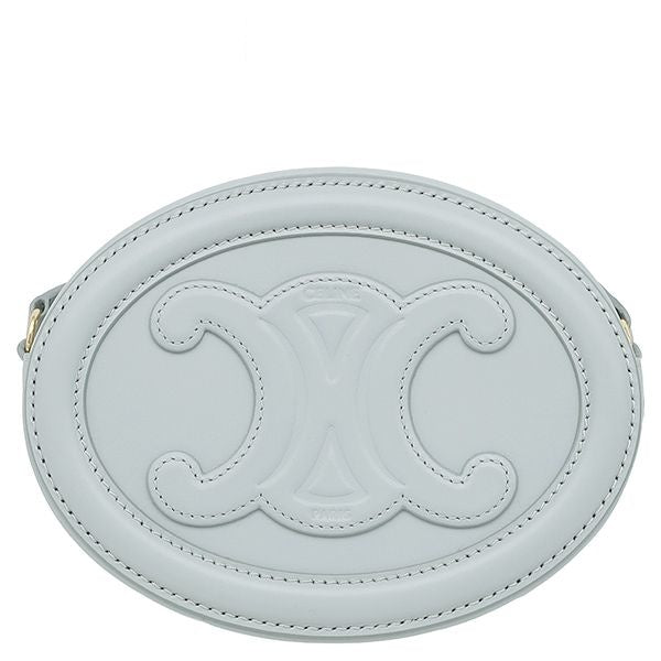 Celine Shoulder Bag Oval Perth Cuir Triomphe Leather Ice Blue Gold Light Mini