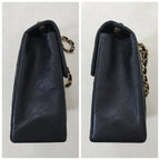 Authentic CHANEL Jumbo Maxi XL 24K Gold Flap Bag Lambskin Chain Shoulder Black — view 6