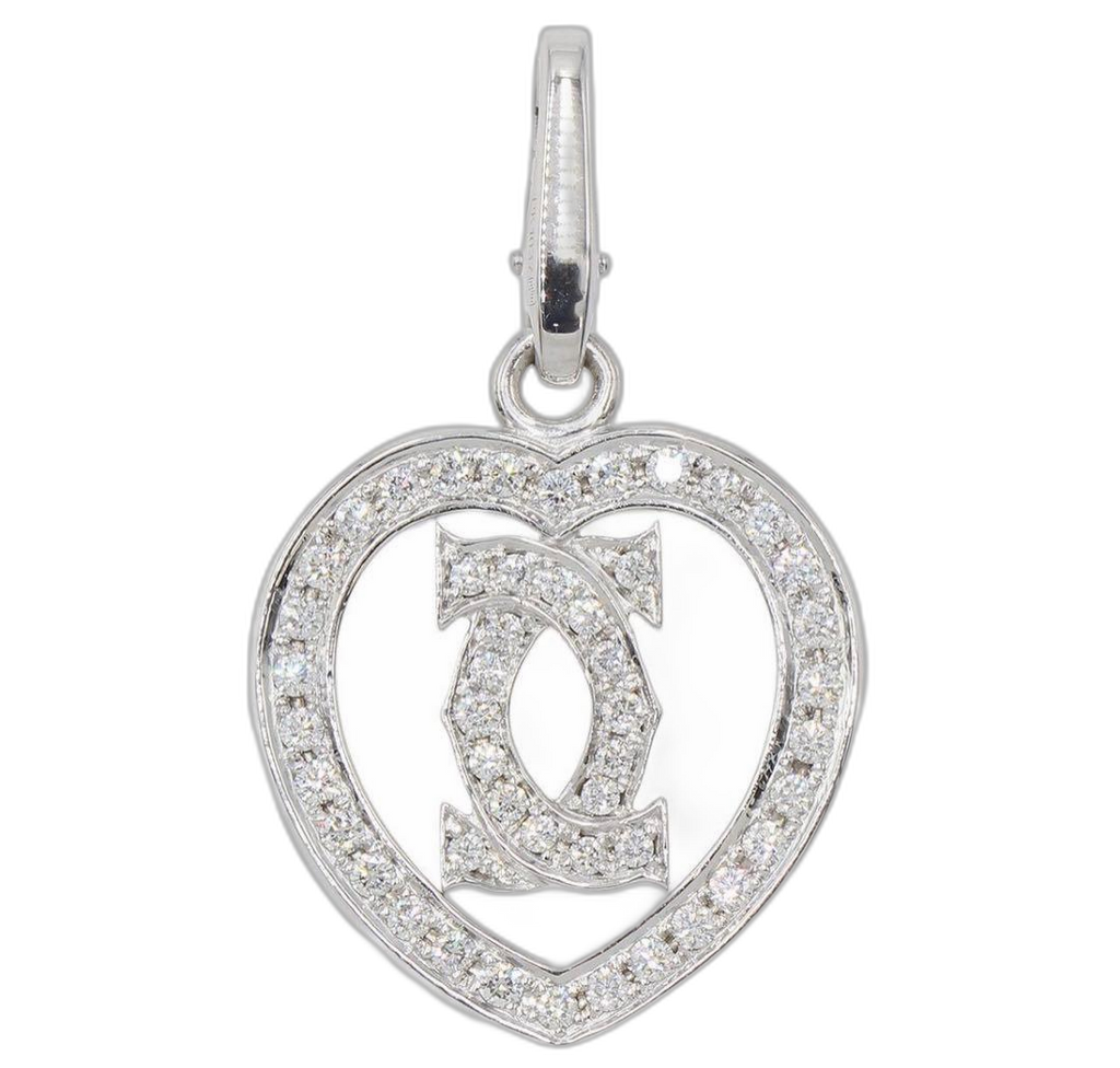 Cartier 18K White Gold Diamond 2C Necklace Top