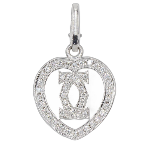 Cartier 18K White Gold Diamond 2C Necklace Top