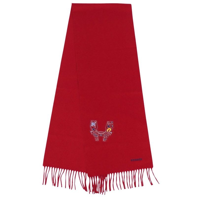 Hermes Scarf Shawl Fringe Cashmere Les