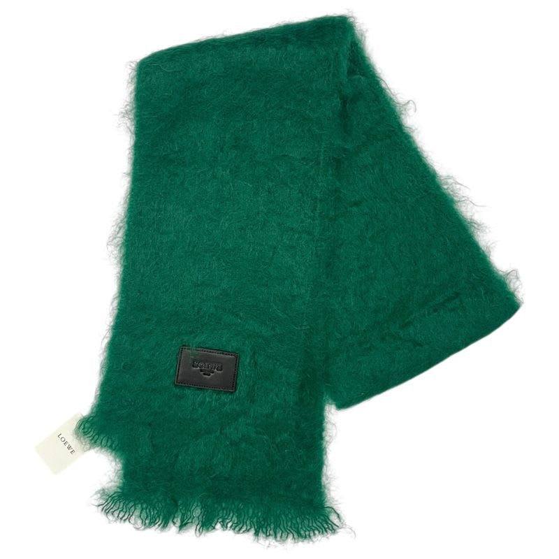 Loewe Muffler Mohair Leather Green Scarf