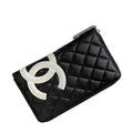 Chanel Round Zipper Long Wallet Black White