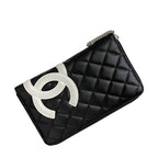 Chanel Round Zipper Long Wallet Black White