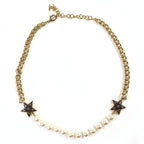 Chanel C24 C Coco Mark Star Lame Pearl Choker Necklace Accessory Gold White — view 2