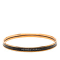 Hermes Enamel TPM Bangle Gold Black Plated Bracelet