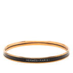 Hermes Enamel TPM Bangle Gold Black Plated Bracelet