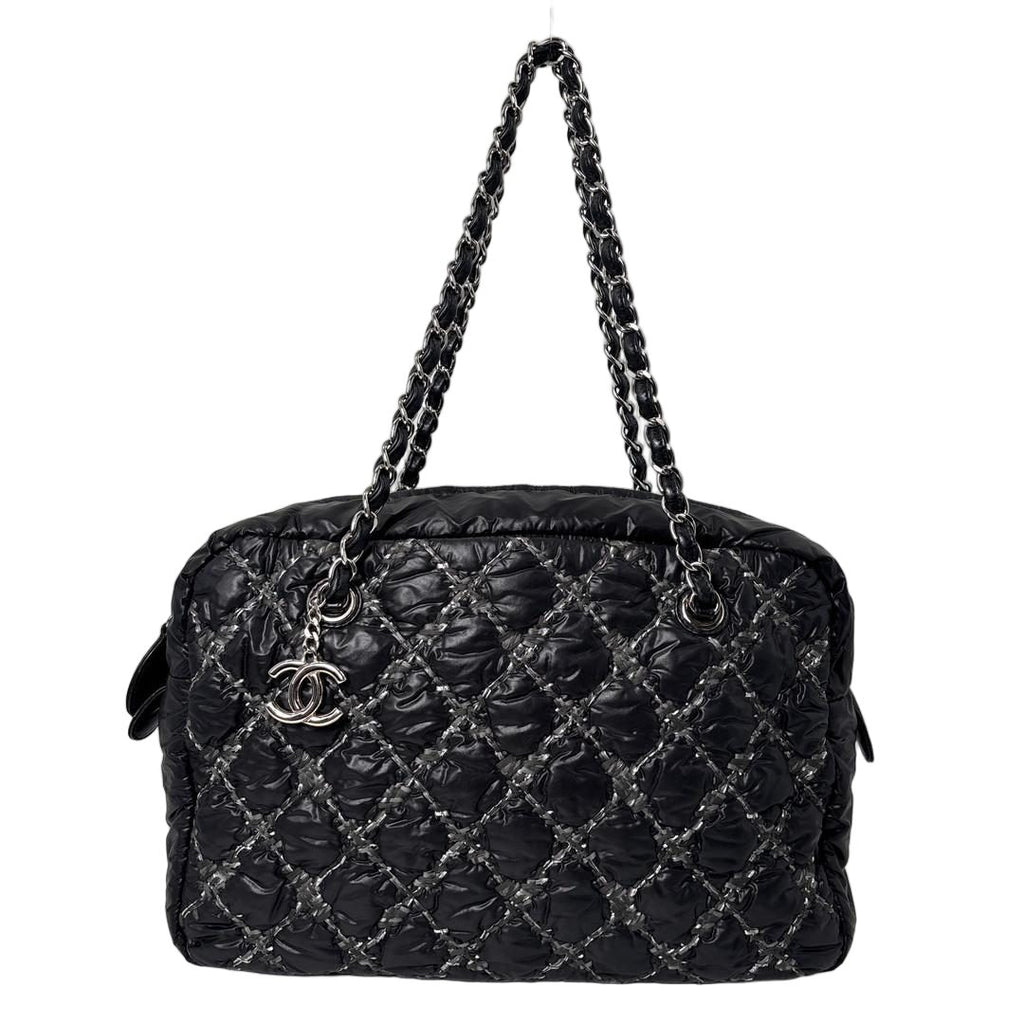 Chanel Super Paris Pisance CC Logo Chain Shoulder Bag Black