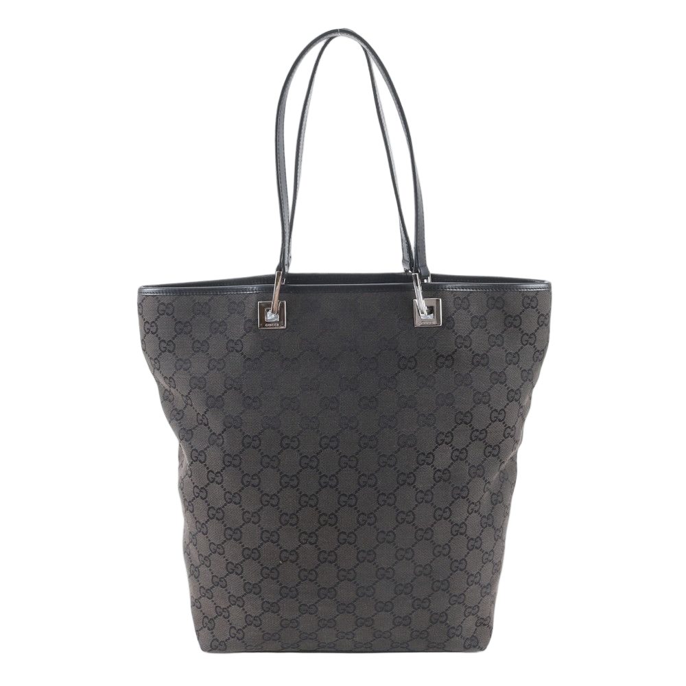 Gucci GG Canvas 002 Leather Tote Shoulder Hand Black