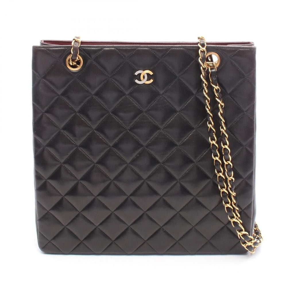 Chanel Tote Bag Quilted Black Lambskin Paris Limited