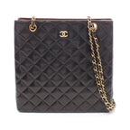 Chanel Tote Bag Quilted Black Lambskin Paris Limited