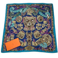 Hermes Scarf Carre 140 Cashmere SOUS LE GIDE de MARS God Of War Blue