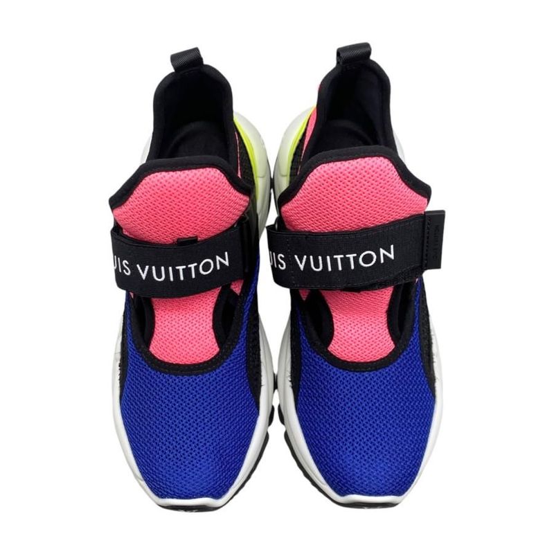 Louis Vuitton Sneakers Run 55 1 A9 pdc Size 35 Logo Mesh Blue Pink Black — view 5