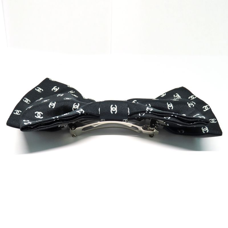 Chanel Barrette Aaa821 25 P Coco Mark Ribbon Black Silk Hair Accessory — view 3