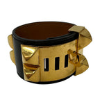 Hermes Bangle ed Collierd Chien Calf Black Gold Hardware Size XS — view 4