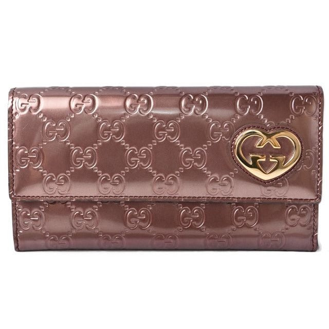 Gucci Wallet Long GG Pattern Heart-shaped Interlocking G Metallic