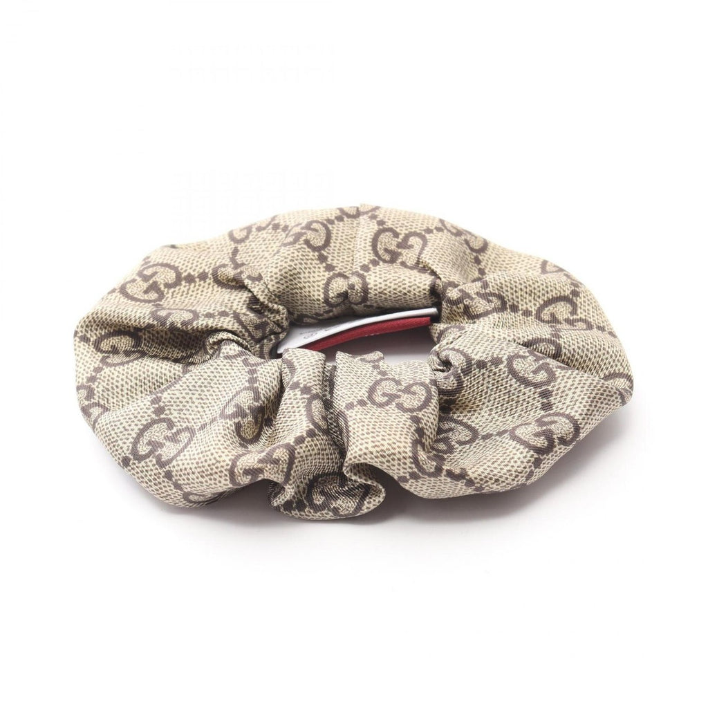 Gucci GG Pattern Scrunchie Silk Beige Brown