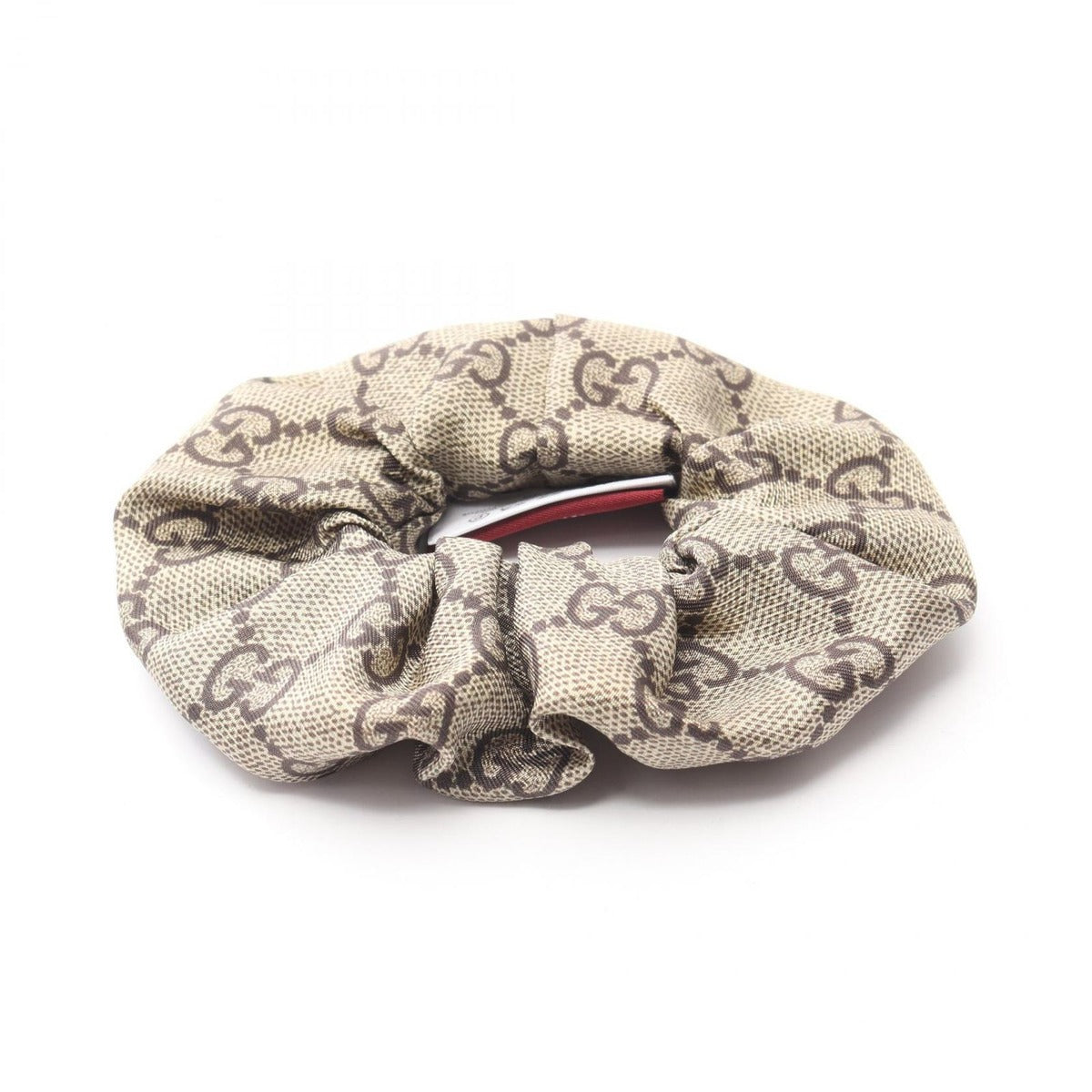 Gucci GG Pattern Scrunchie Silk Beige Brown