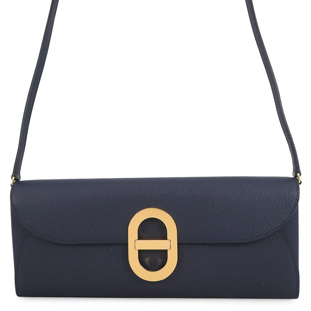 Hermes Wallet Chaine D'ancre to Go Blue Indigo Gold Epsom