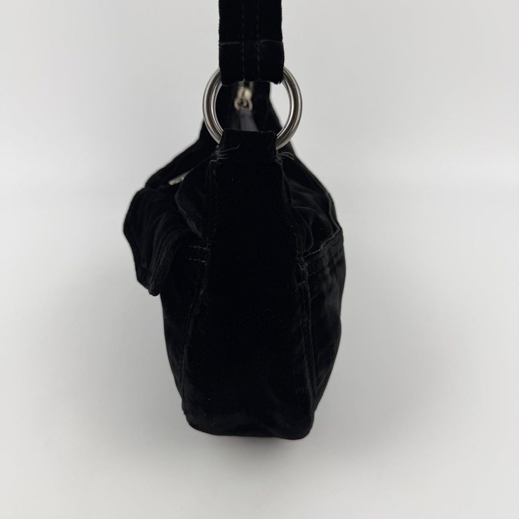 Prada Shoulder Bag Black Velvet Vintage — view 6