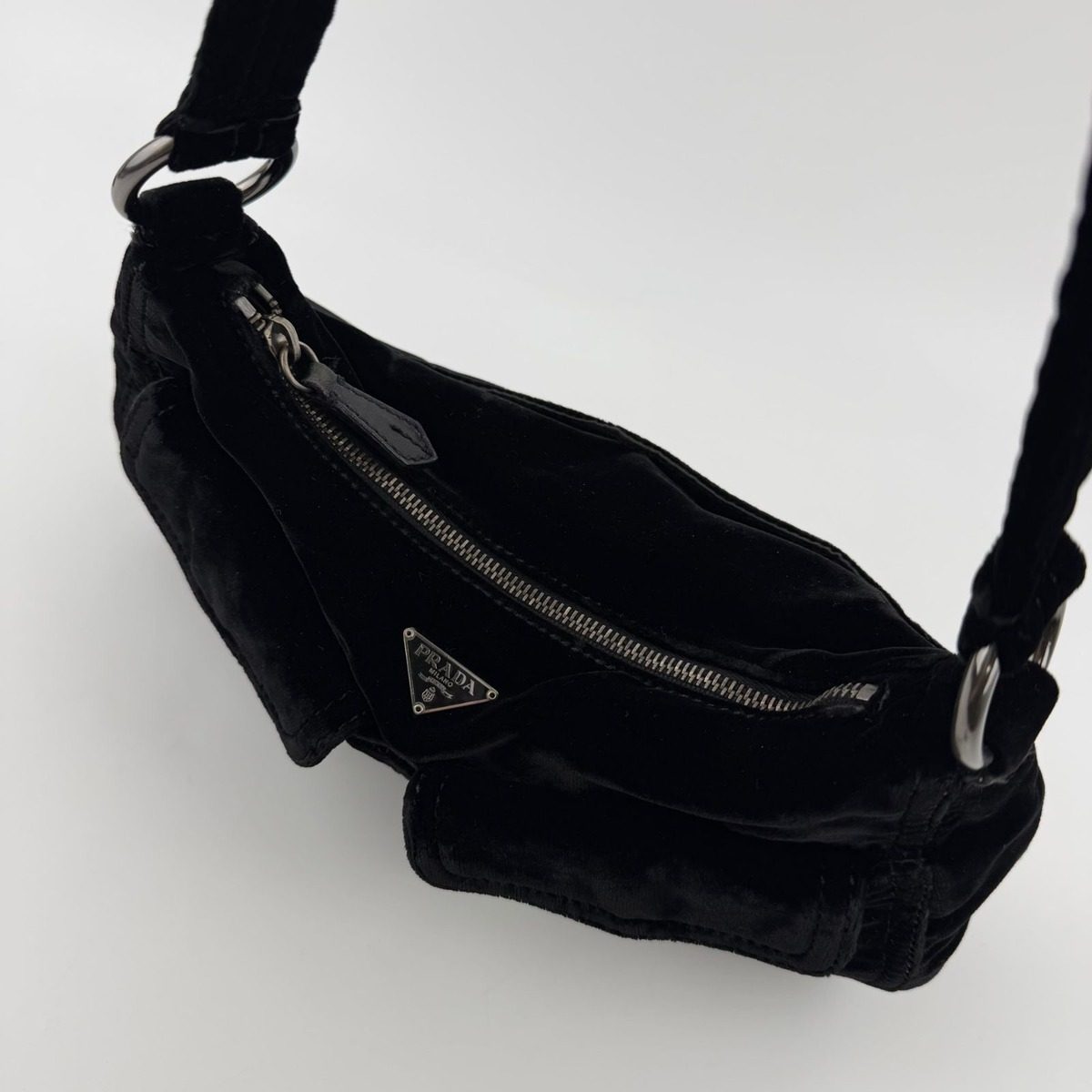 Prada Shoulder Bag Black Velvet Vintage — view 7