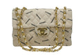 Chanel Maxi Quilted 34 S Flap Chain Shoulder Bag CC Logo Canvas Gold