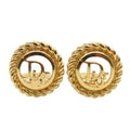 Christian Dior Earrings Logo Metal Gold Plated GP Accessories