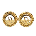Christian Dior Earrings Logo Metal Gold Plated GP Accessories