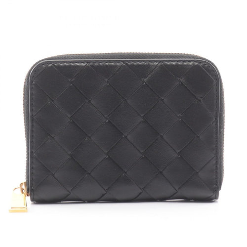 Bottega Veneta Coin Case Intrecciato Black Leather