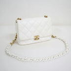Chanel Quilted 21 Chain Shoulder Bag Small Flap White Lambskin X