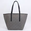 Loewe Leather Canvas Navy Black Tote Bag Silver B533 Z73 X08