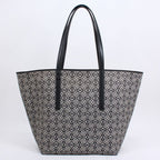 Loewe Leather Canvas Navy Black Tote Bag Silver B533 Z73 X08