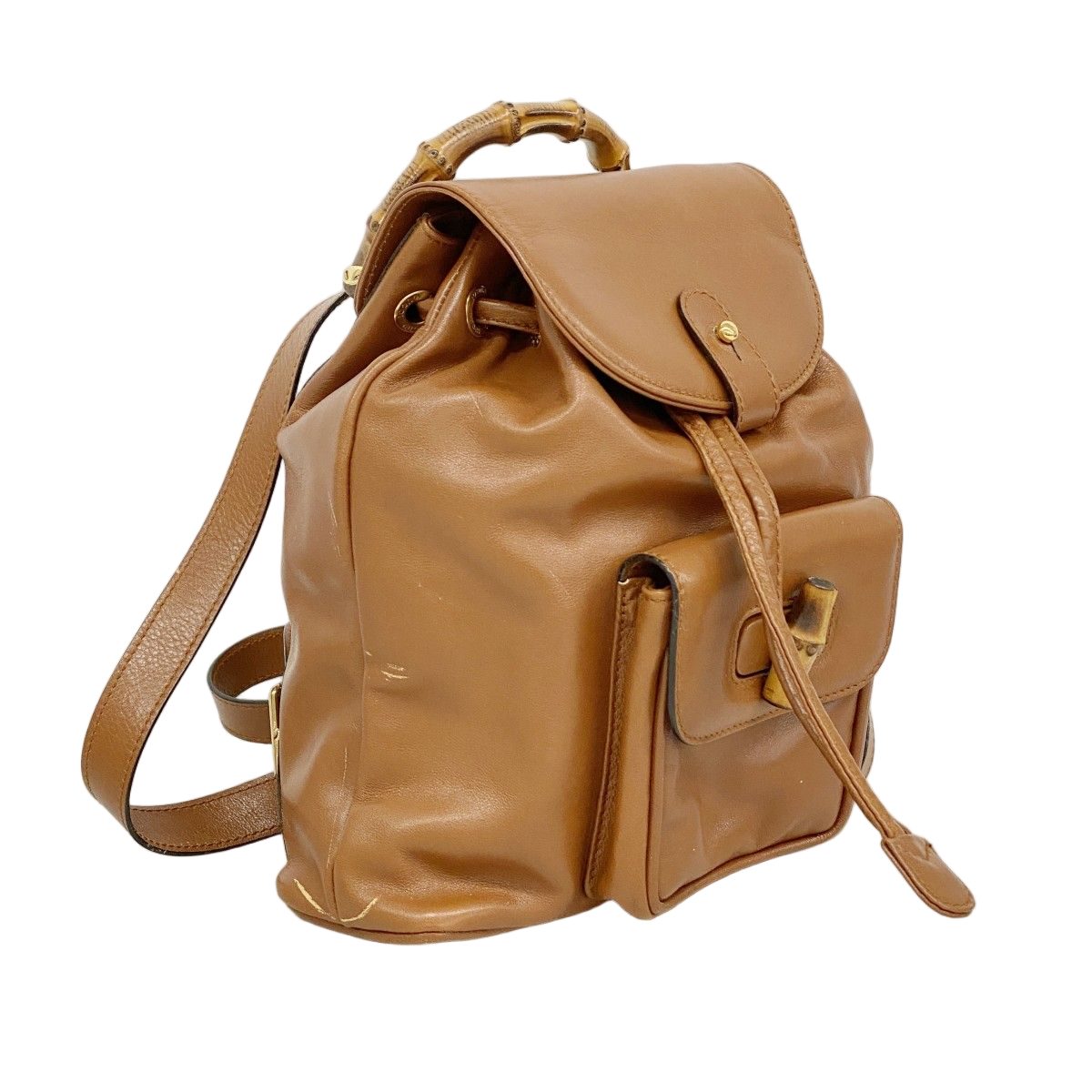 Gucci Backpack Bamboo 003 Leather Lightbrown Gold — view 2