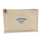 Hermes New Yachting GM Clutch Bag Canvas Beige