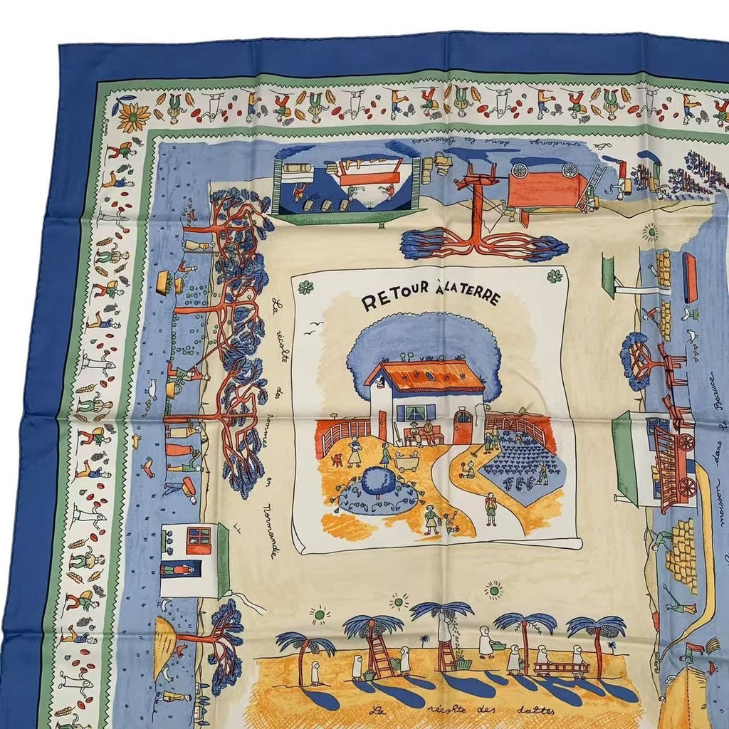 Hermes Scarf Carre 90 RE Tour a la Terre Return Blue Box — view 3