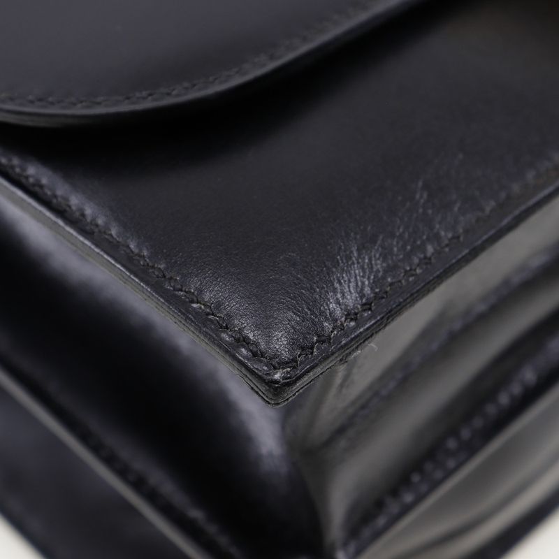 Hermes Chianti One Shoulder Vintage Box Calf Black Gold Hardware Women — view 4